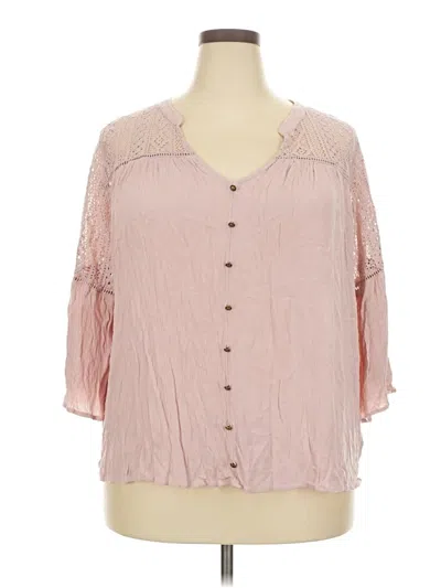 Pre-owned Maurices 3/4 Sleeve Blouse In Pink