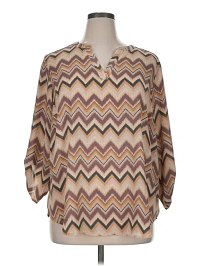 Pre-owned Maurices 3/4 Sleeve Blouse In Tan