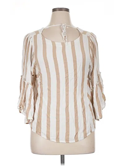 Pre-owned Maurices 3/4 Sleeve Blouse In Tan