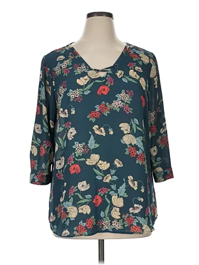 Pre-owned Maurices 3/4 Sleeve Blouse In Teal