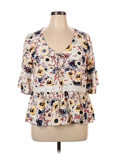 Pre-owned Maurices 3/4 Sleeve Blouse In White