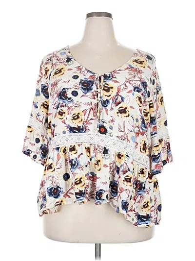 Pre-owned Maurices 3/4 Sleeve Blouse In White