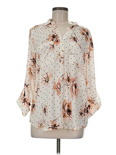 Pre-owned Maurices 3/4 Sleeve Blouse In White