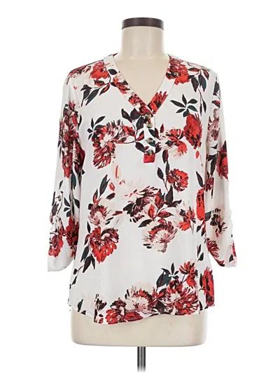 Pre-owned Maurices 3/4 Sleeve Blouse In White