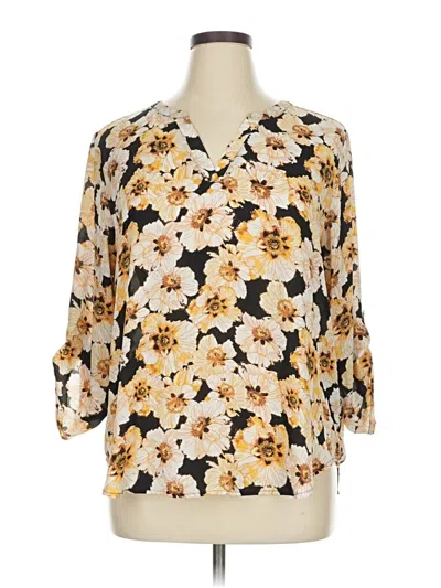 Pre-owned Maurices 3/4 Sleeve Blouse In Yellow