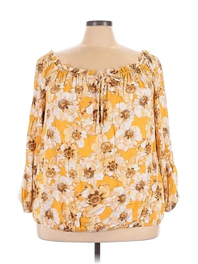 Pre-owned Maurices 3/4 Sleeve Blouse In Yellow