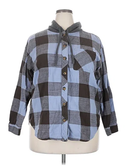 Pre-owned Maurices 3/4 Sleeve Button Down Shirt In Blue