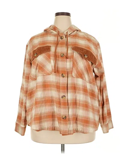 Pre-owned Maurices 3/4 Sleeve Button Down Shirt In Brown