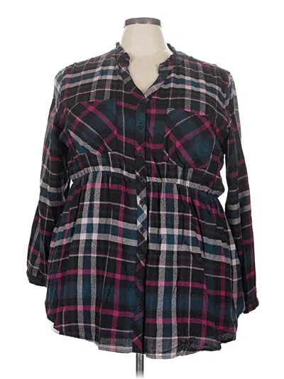Pre-owned Maurices 3/4 Sleeve Button Down Shirt In Burgundy