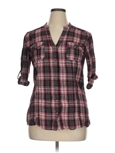 Pre-owned Maurices 3/4 Sleeve Button Down Shirt In Burgundy