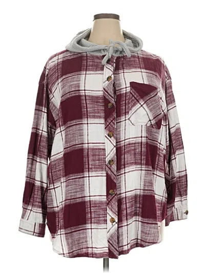 Pre-owned Maurices 3/4 Sleeve Button Down Shirt In Burgundy