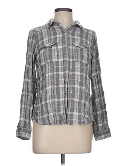 Pre-owned Maurices 3/4 Sleeve Button Down Shirt In Gray