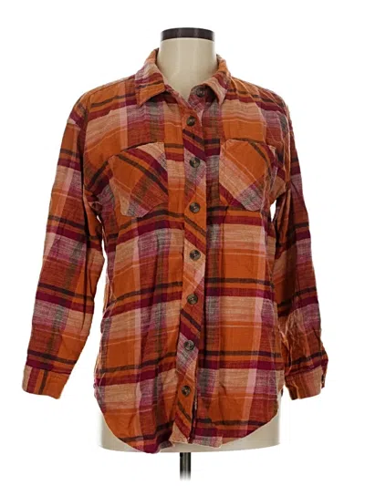 Pre-owned Maurices 3/4 Sleeve Button Down Shirt In Orange