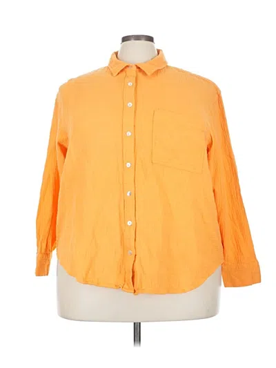 Pre-owned Maurices 3/4 Sleeve Button Down Shirt In Orange