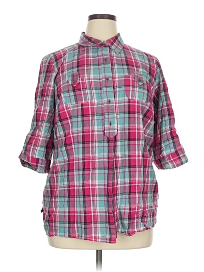 Pre-owned Maurices 3/4 Sleeve Button Down Shirt In Pink