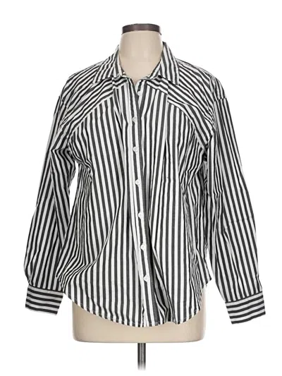 Pre-owned Maurices 3/4 Sleeve Button Down Shirt In Silver