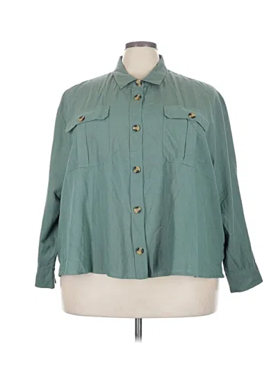 Pre-owned Maurices 3/4 Sleeve Button Down Shirt In Teal