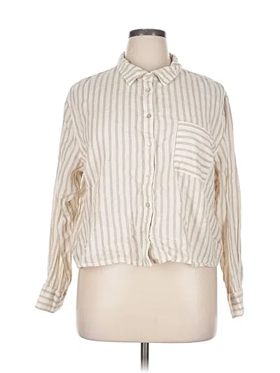 Pre-owned Maurices 3/4 Sleeve Button Down Shirt In White