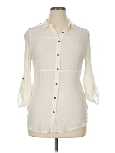 Pre-owned Maurices 3/4 Sleeve Button Down Shirt In White