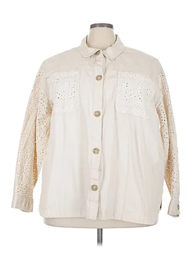 Pre-owned Maurices 3/4 Sleeve Button Down Shirt In White