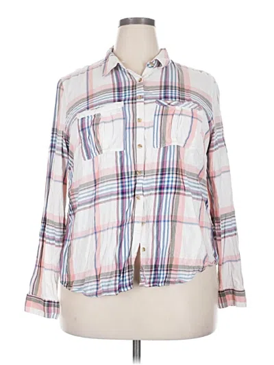 Pre-owned Maurices 3/4 Sleeve Button Down Shirt In White