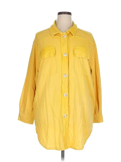 Pre-owned Maurices 3/4 Sleeve Button Down Shirt In Yellow