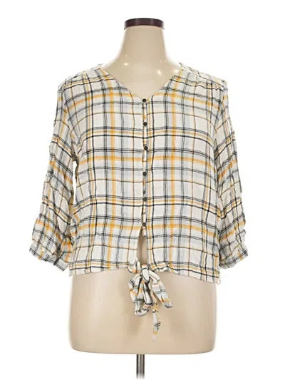 Pre-owned Maurices 3/4 Sleeve Henley Shirt In Yellow