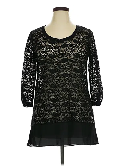 Pre-owned Maurices 3/4 Sleeve Top Black Boatneck Tops