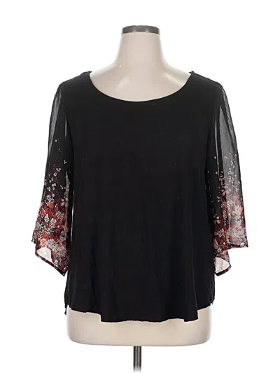 Pre-owned Maurices 3/4 Sleeve Top Black Scoop Neck Tops