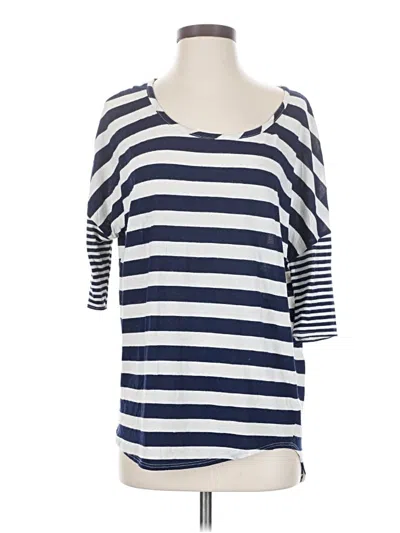 Pre-owned Maurices 3/4 Sleeve Top Blue Stripes Pattern Boatneck Tops