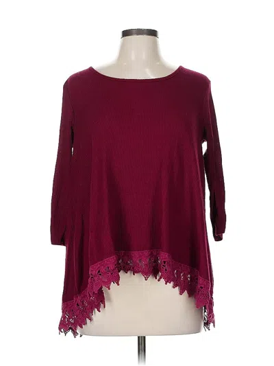 Pre-owned Maurices 3/4 Sleeve Top Burgundy Boatneck Tops