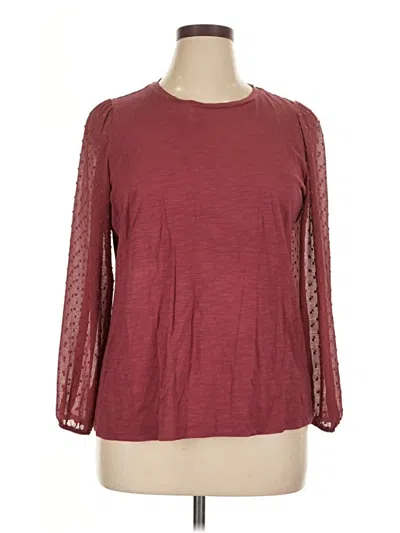 Pre-owned Maurices 3/4 Sleeve Top Burgundy Crew Neck Tops