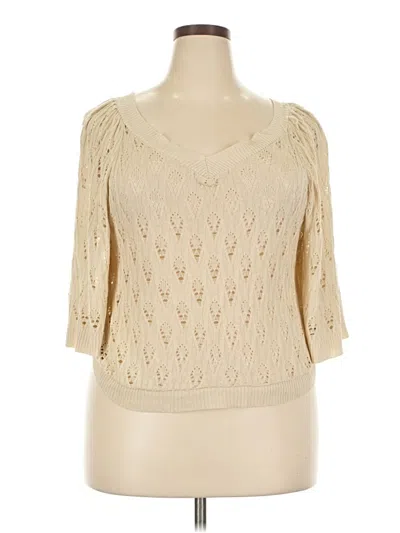 Pre-owned Maurices 3/4 Sleeve Top Ivory Sweetheart Neckline Tops In White
