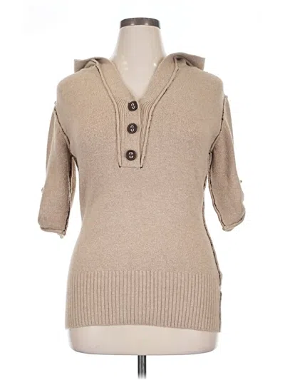 Pre-owned Maurices 3/4 Sleeve Top Tan Cowl Neck Tops In Brown