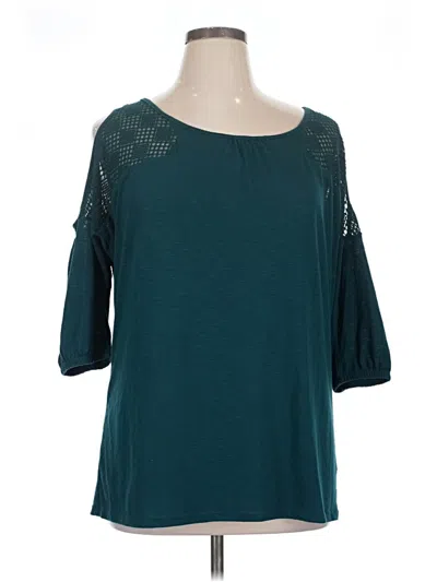 Pre-owned Maurices 3/4 Sleeve Top Teal Cold Shoulder Neckline Tops In Blue