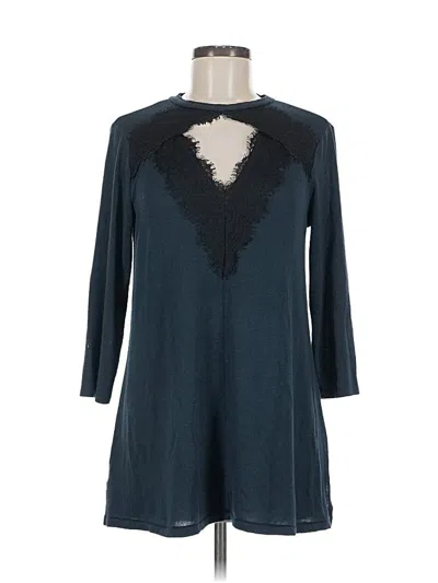 Pre-owned Maurices 3/4 Sleeve Top Teal Keyhole Neckline Tops In Blue