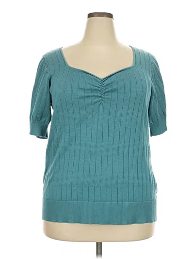 Pre-owned Maurices 3/4 Sleeve Top Teal Sweetheart Neckline Tops In Blue