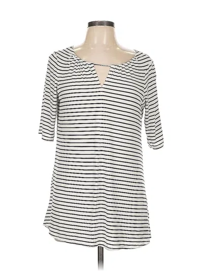 Pre-owned Maurices 3/4 Sleeve Top White Keyhole Neckline Tops