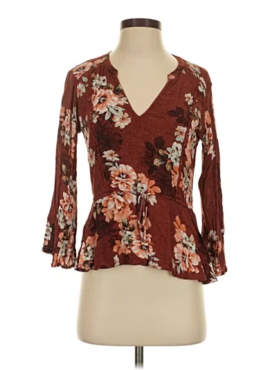 Pre-owned Maurices 3/4 Sleeve T-shirt In Brown