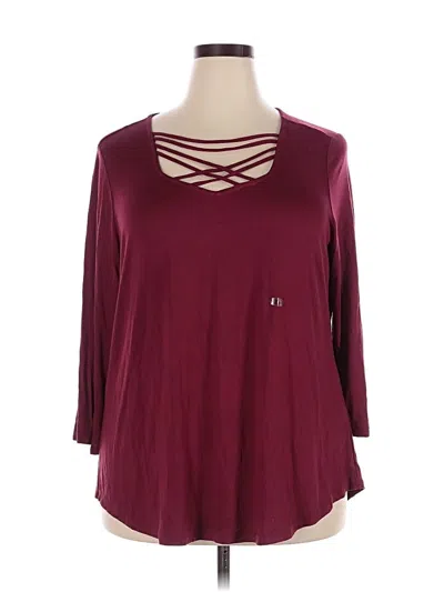 Pre-owned Maurices 3/4 Sleeve T-shirt In Burgundy