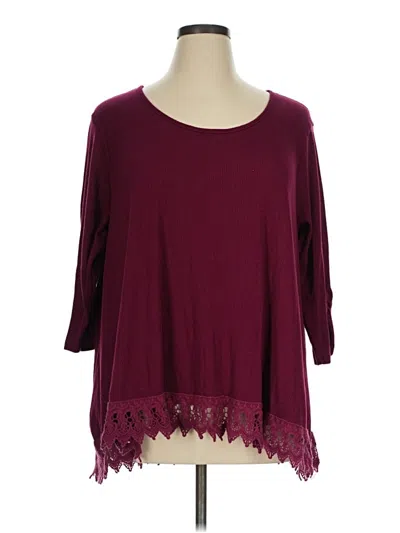 Pre-owned Maurices 3/4 Sleeve T-shirt In Burgundy