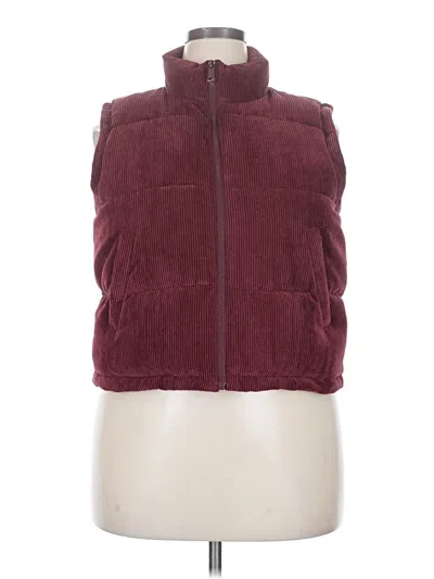 Pre-owned Maurices Faux Fur Vest In Burgundy