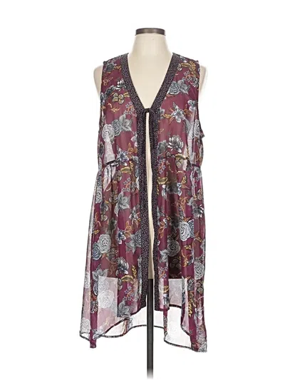 Pre-owned Maurices Kimono In Burgundy