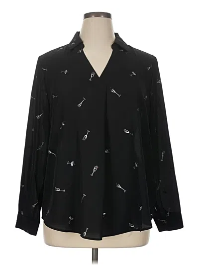 Pre-owned Maurices Long Sleeve Blouse In Black