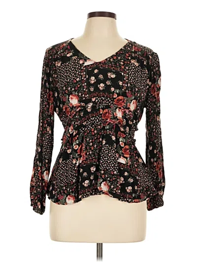 Pre-owned Maurices Long Sleeve Blouse In Black