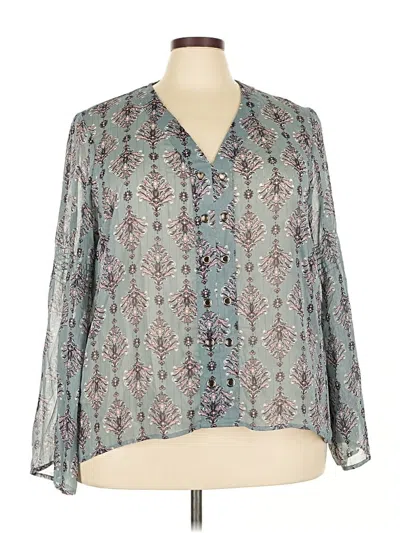 Pre-owned Maurices Long Sleeve Blouse In Blue