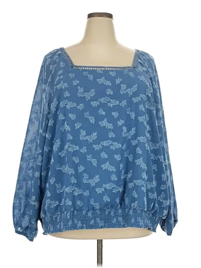 Pre-owned Maurices Long Sleeve Blouse In Blue