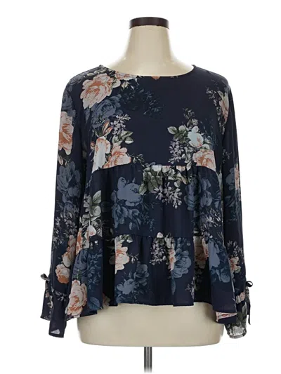 Pre-owned Maurices Long Sleeve Blouse In Blue