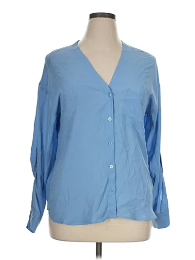 Pre-owned Maurices Long Sleeve Blouse In Blue