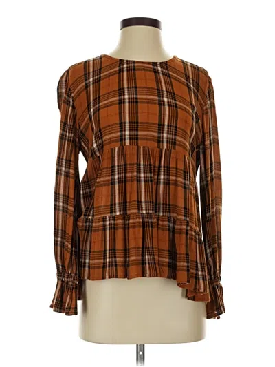 Pre-owned Maurices Long Sleeve Blouse In Brown